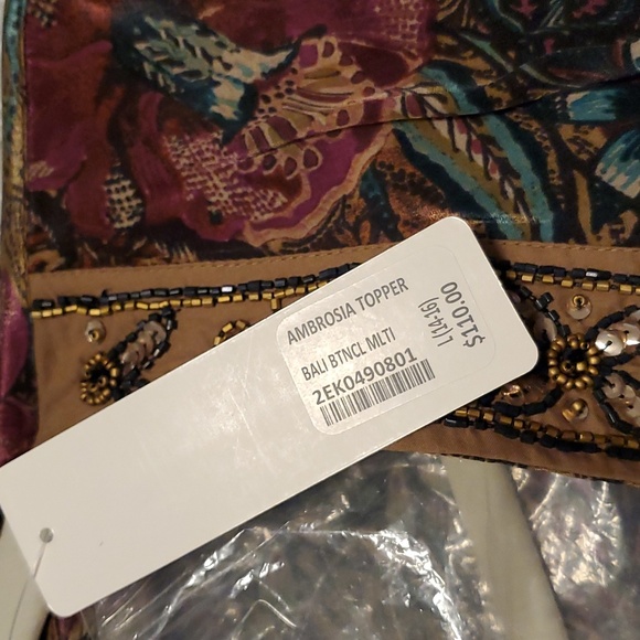 NWT SOFT SURROUNDINGS Floral Print with Beaded Trim Topper - Picture 11 of 11